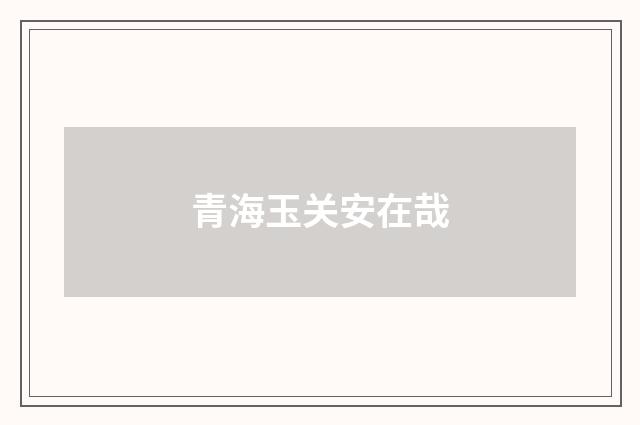 青海玉关安在哉