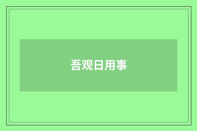 吾观日用事