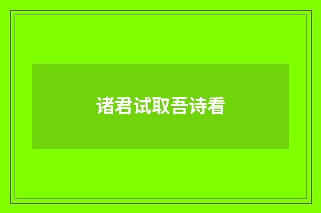 诸君试取吾诗看