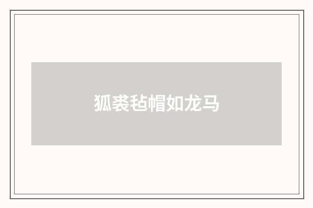 狐裘毡帽如龙马