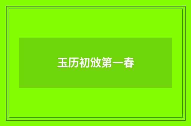 玉历初攽第一春