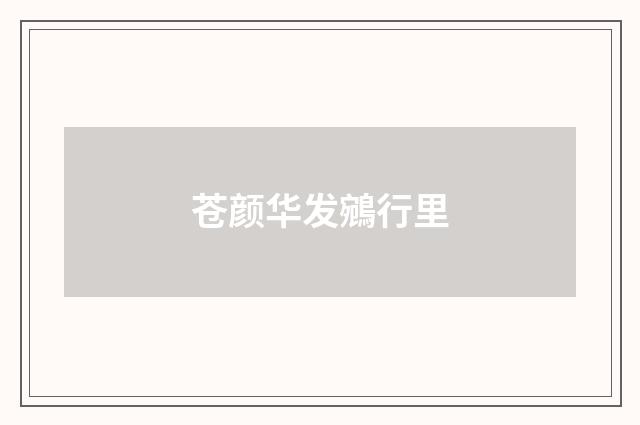 苍颜华发鵷行里