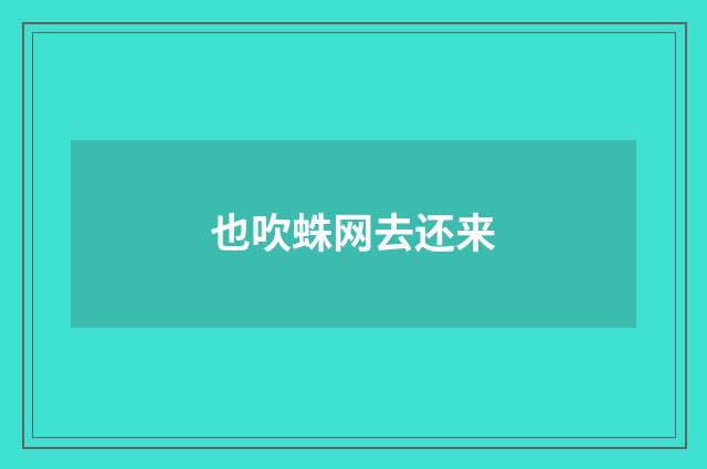 也吹蛛网去还来