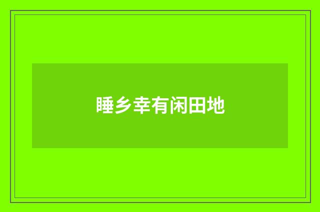 睡乡幸有闲田地