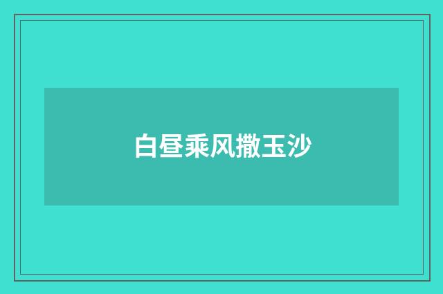 白昼乘风撒玉沙