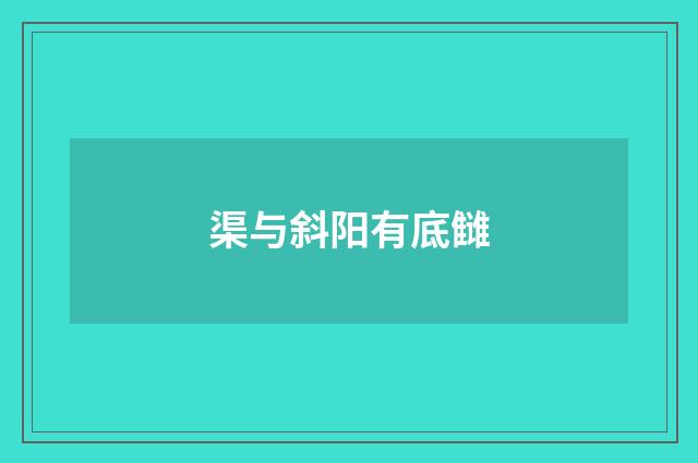 渠与斜阳有底雠