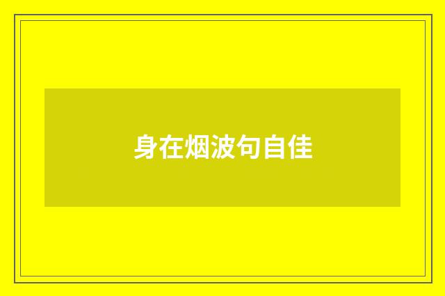 身在烟波句自佳