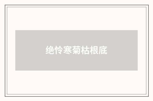 绝怜寒菊枯根底