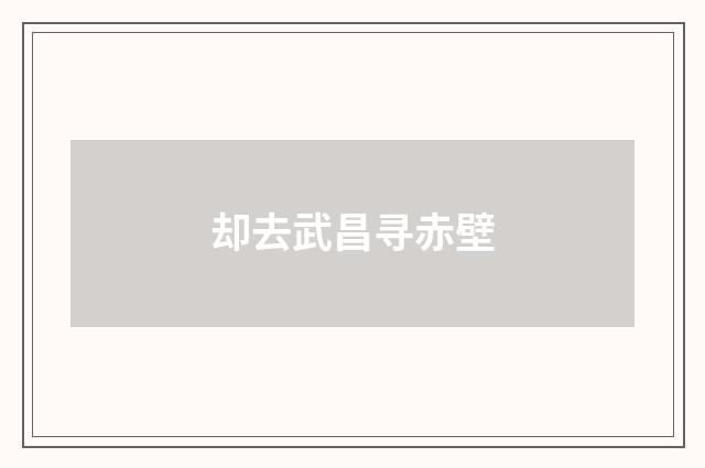 却去武昌寻赤壁