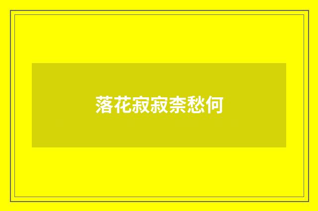 落花寂寂柰愁何
