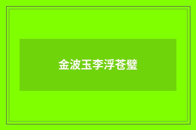 金波玉李浮苍璧