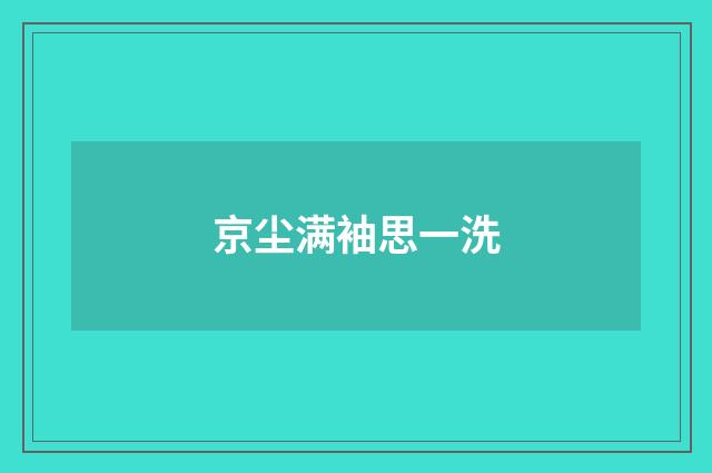 京尘满袖思一洗