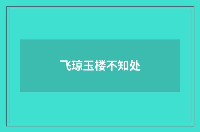 飞琼玉楼不知处