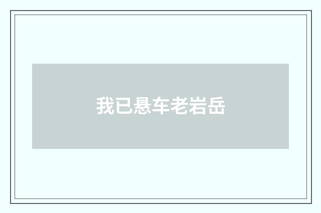 我已悬车老岩岳