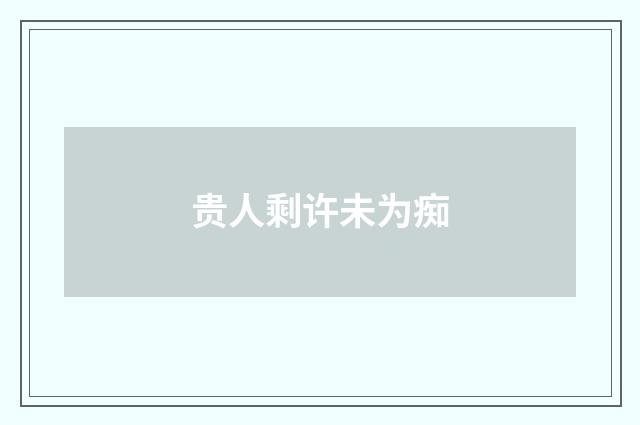 贵人剩许未为痴