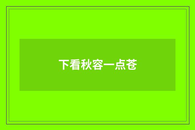 下看秋容一点苍