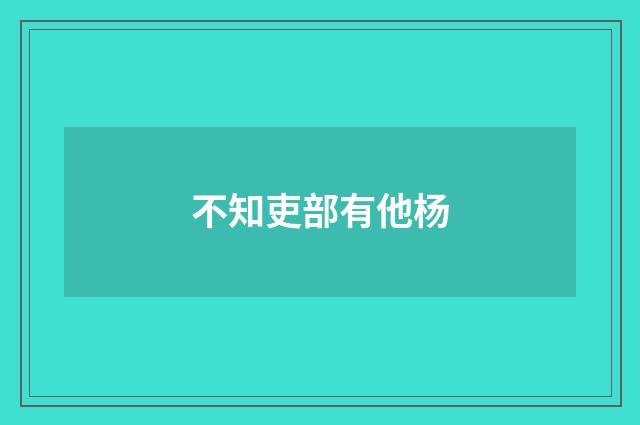 不知吏部有他杨