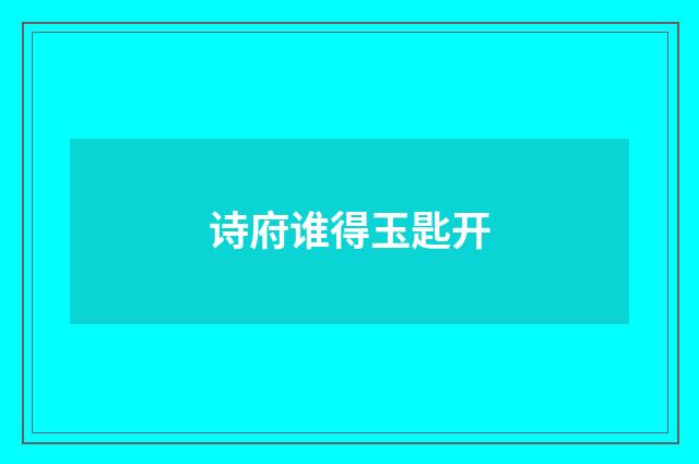 诗府谁得玉匙开