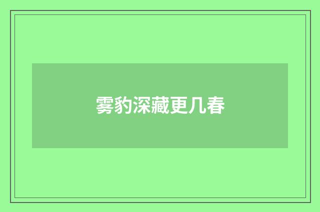 雾豹深藏更几春