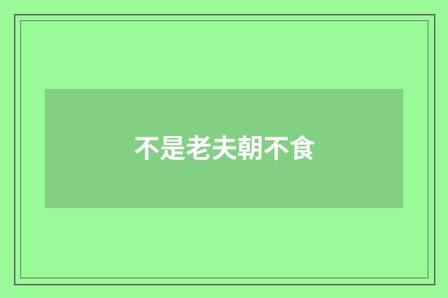 不是老夫朝不食