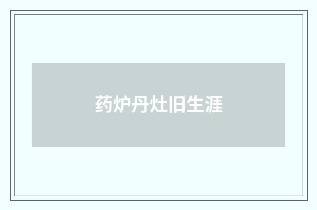 药炉丹灶旧生涯