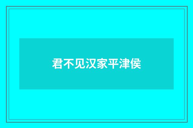 君不见汉家平津侯