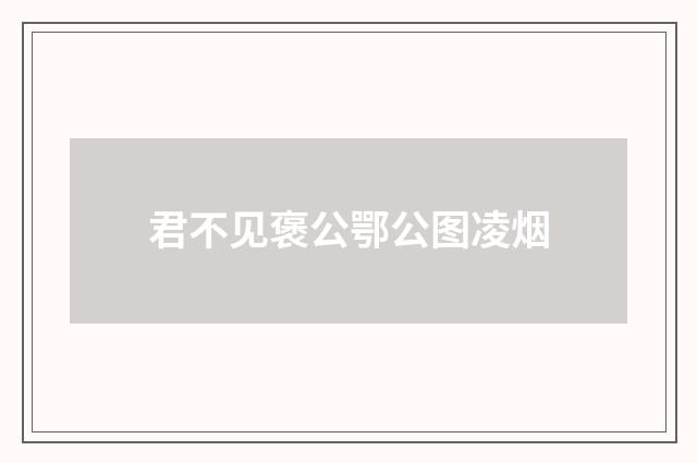 君不见褒公鄂公图凌烟