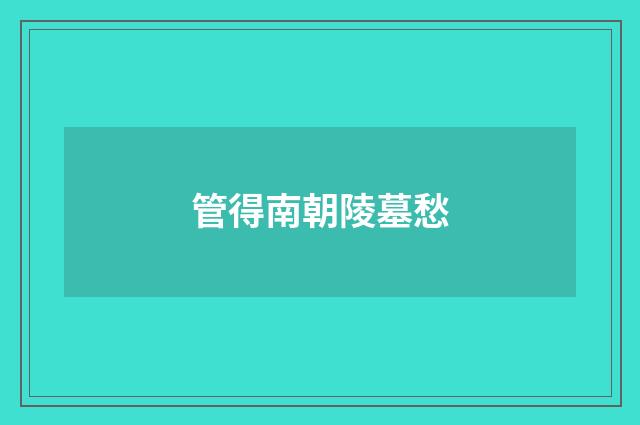 管得南朝陵墓愁