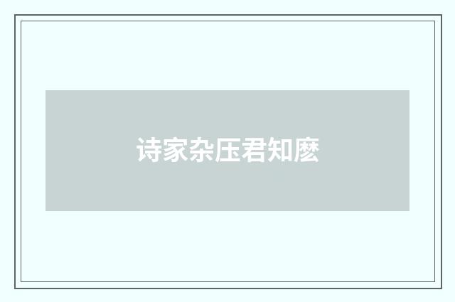 诗家杂压君知麽