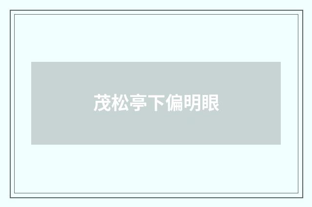 茂松亭下偏明眼