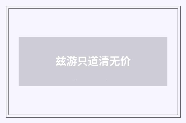 兹游只道清无价