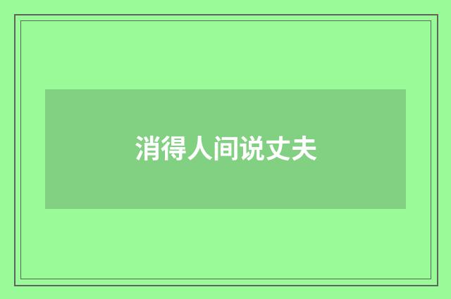 消得人间说丈夫