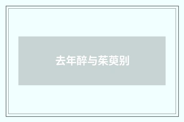 去年醉与茱萸别