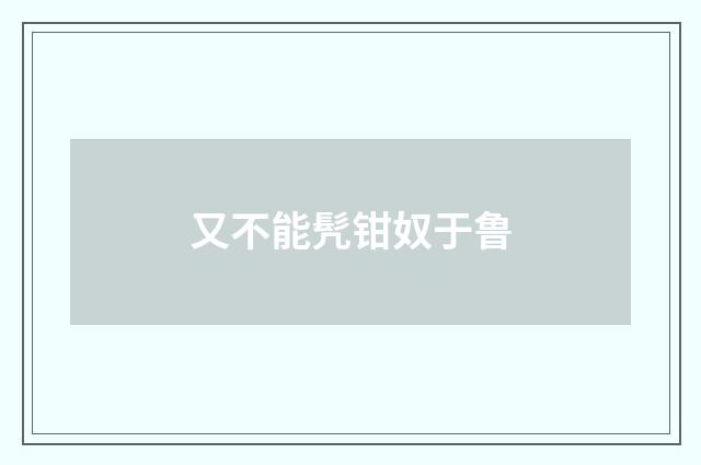 又不能髠钳奴于鲁