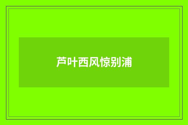 芦叶西风惊别浦