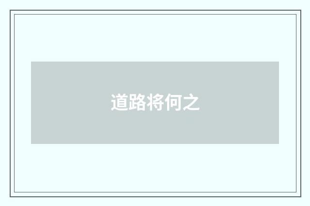 道路将何之