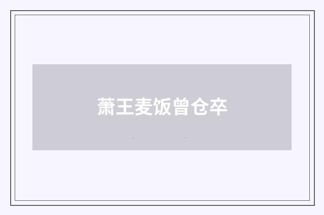 萧王麦饭曾仓卒