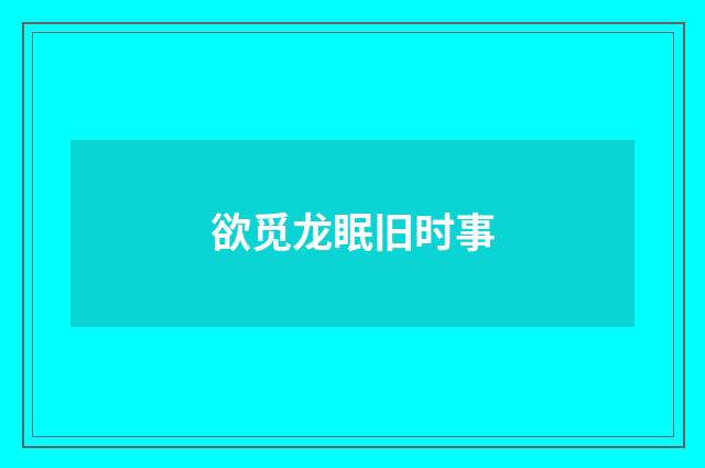 欲觅龙眠旧时事