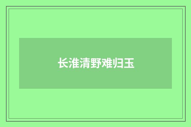 长淮清野难归玉