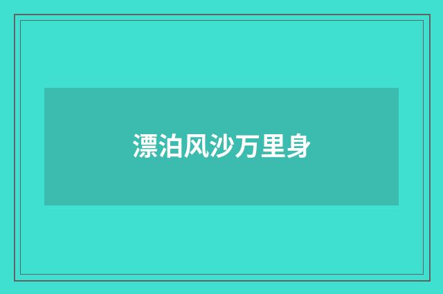 漂泊风沙万里身