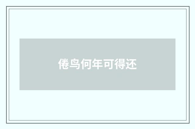 倦鸟何年可得还