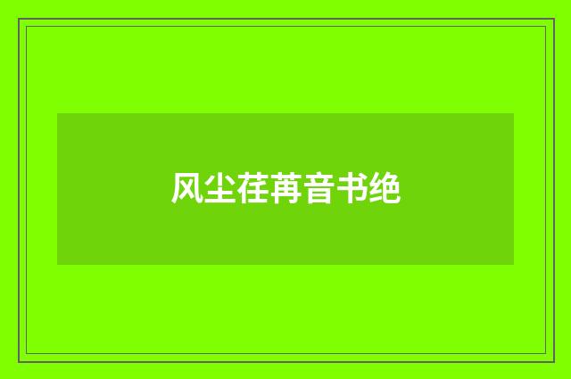 风尘荏苒音书绝