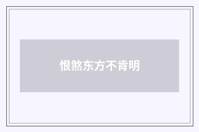 恨煞东方不肯明