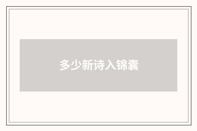 多少新诗入锦囊