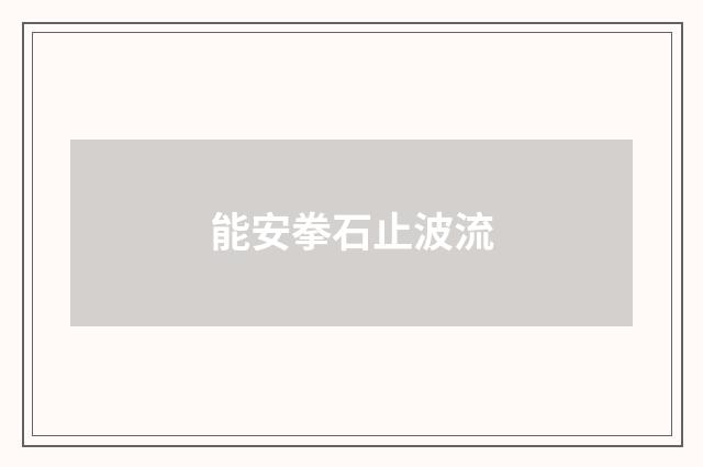 能安拳石止波流