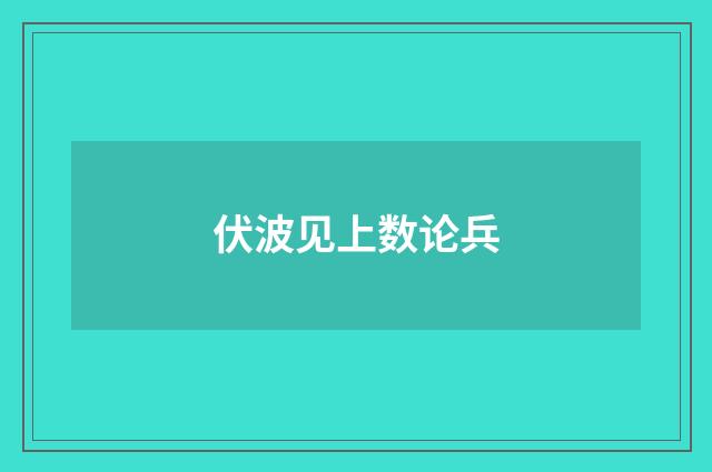 伏波见上数论兵
