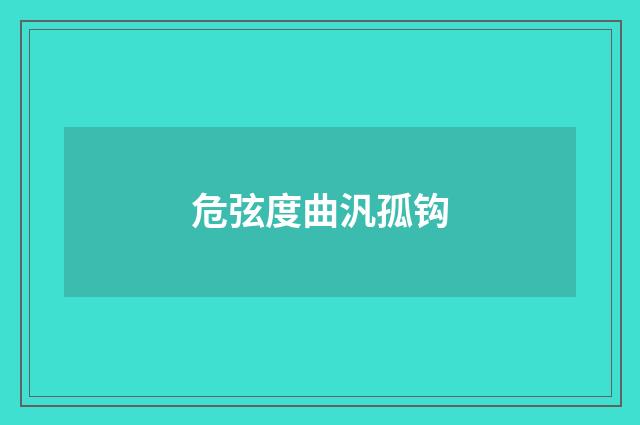 危弦度曲汎孤钩