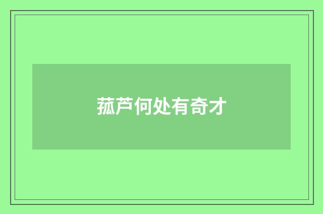 菰芦何处有奇才