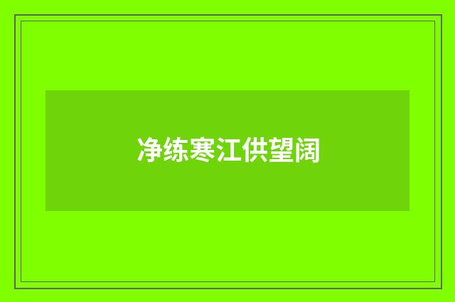 净练寒江供望阔