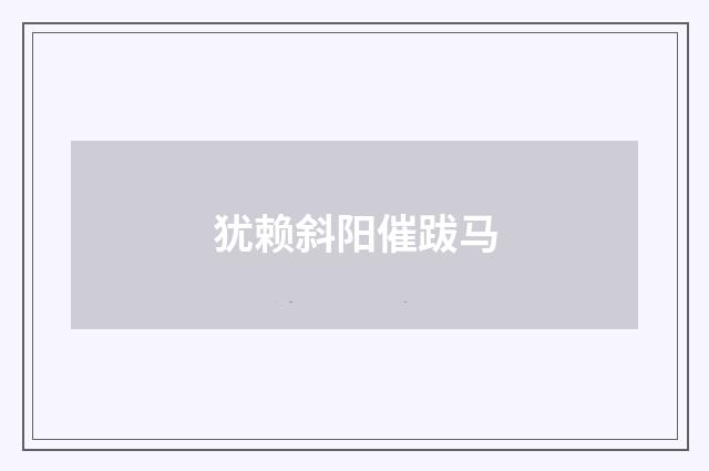 犹赖斜阳催跋马